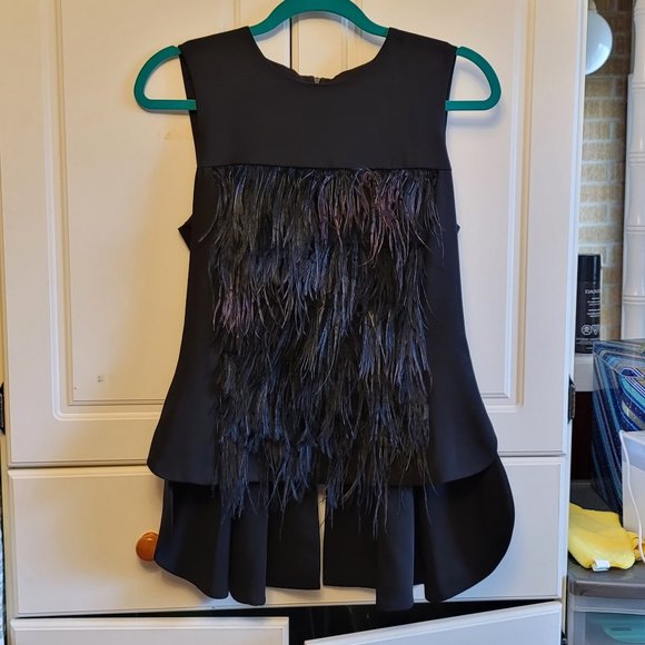 Navy Blue Feather Formal Tank - Picture 2 of 5